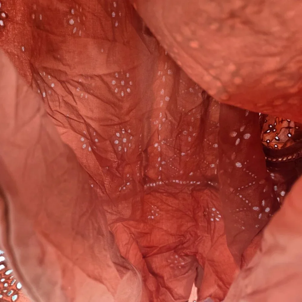 Faherty Rust Burnt Orange Eyelet 100% Organic Cotton Boho Blouse Size Medium - Picture 7 of 16